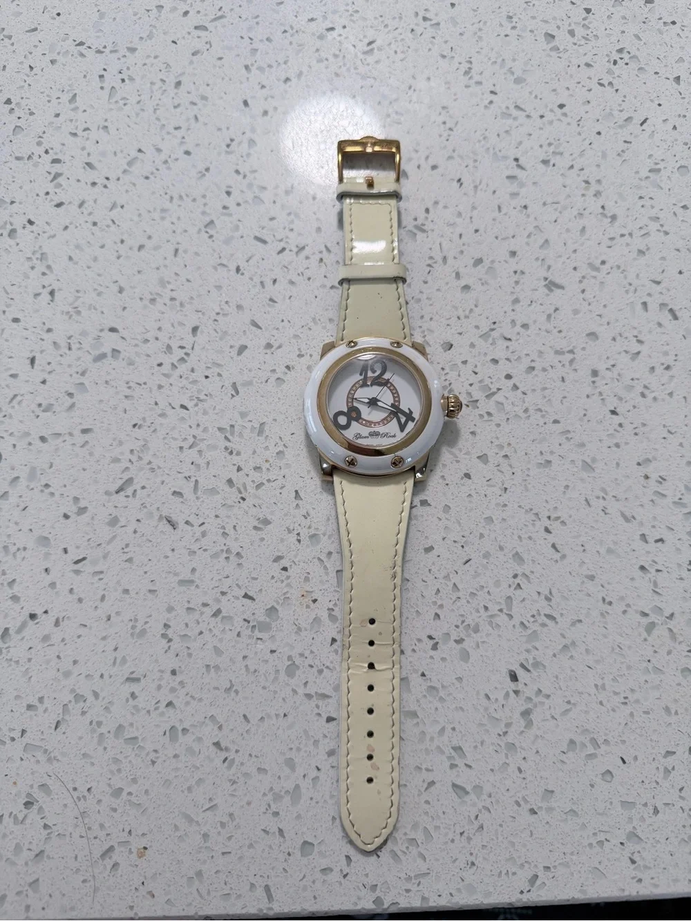 Fashion Ladies Cream Leather Strap Watch - Glam Rock